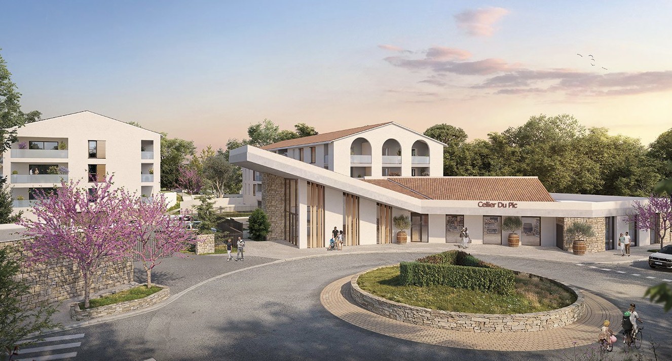 Le Cellier du Pic, commerces et espaces de convivialité — programme LES ROBES DU PIC, Saint-Gély-du-Fesc